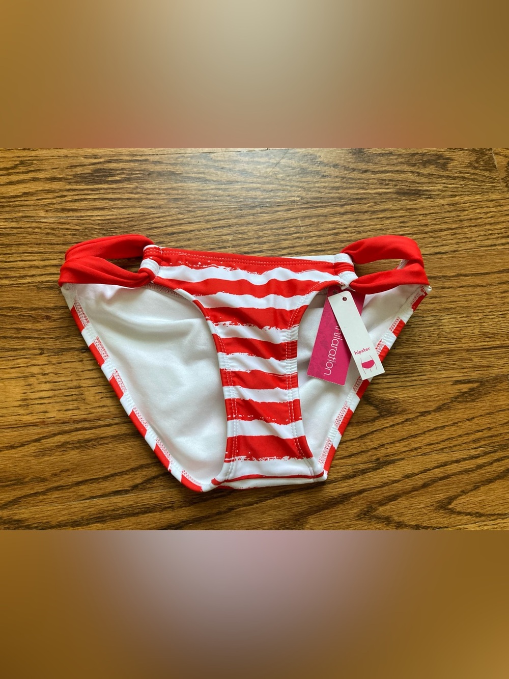 NWT Xhileration red & white striped bikini bottoms Size XS 00